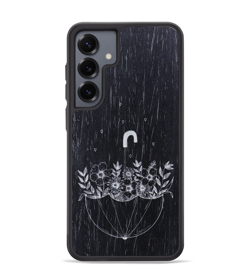 Galaxy S25 Plus Wood Phone Case - No Rain No Flowers - Ebony (Curated)