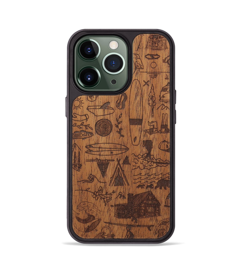 iPhone 13 Pro Wood Phone Case - Collage - Mahogany (Curated)
