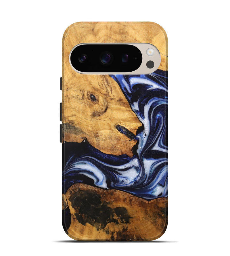 Pixel 9 Wood Live Edge Phone Case - Emmalee (Blue, 748421)