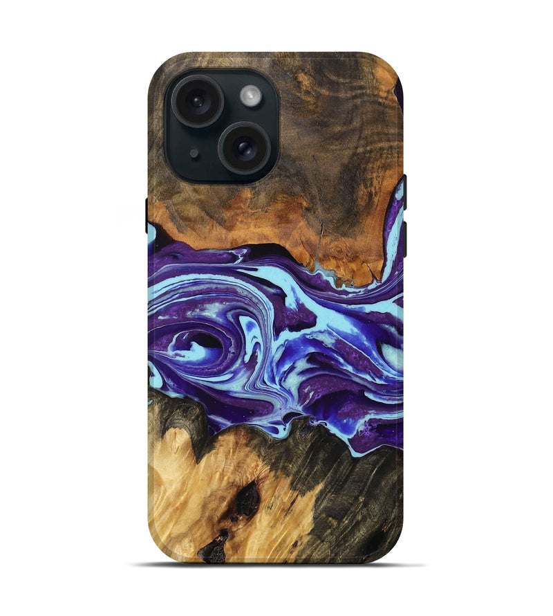 iPhone 15 Wood Live Edge Phone Case - Konner (Purple, 756201)