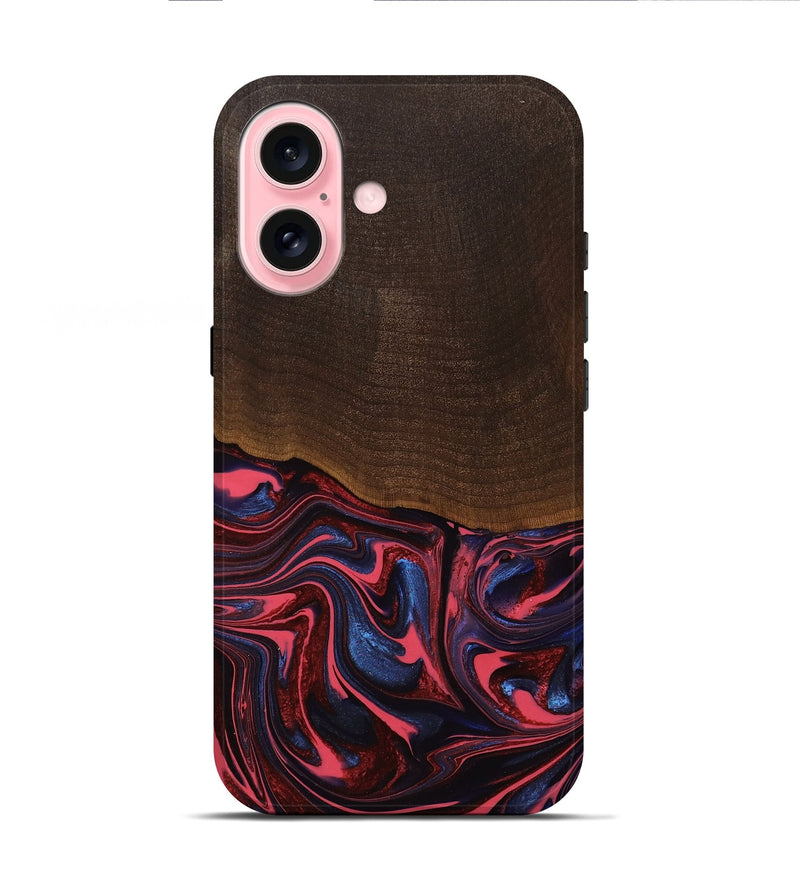 iPhone 16 Wood Live Edge Phone Case - Jireh (Red, 762729)