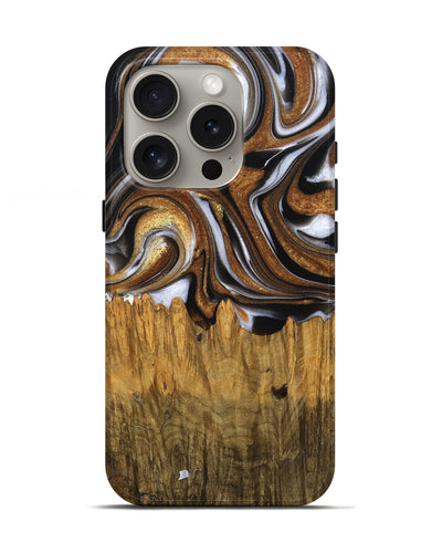 iPhone 16 Pro Wood Live Edge Phone Case - Kasen (Black & White, 762742)