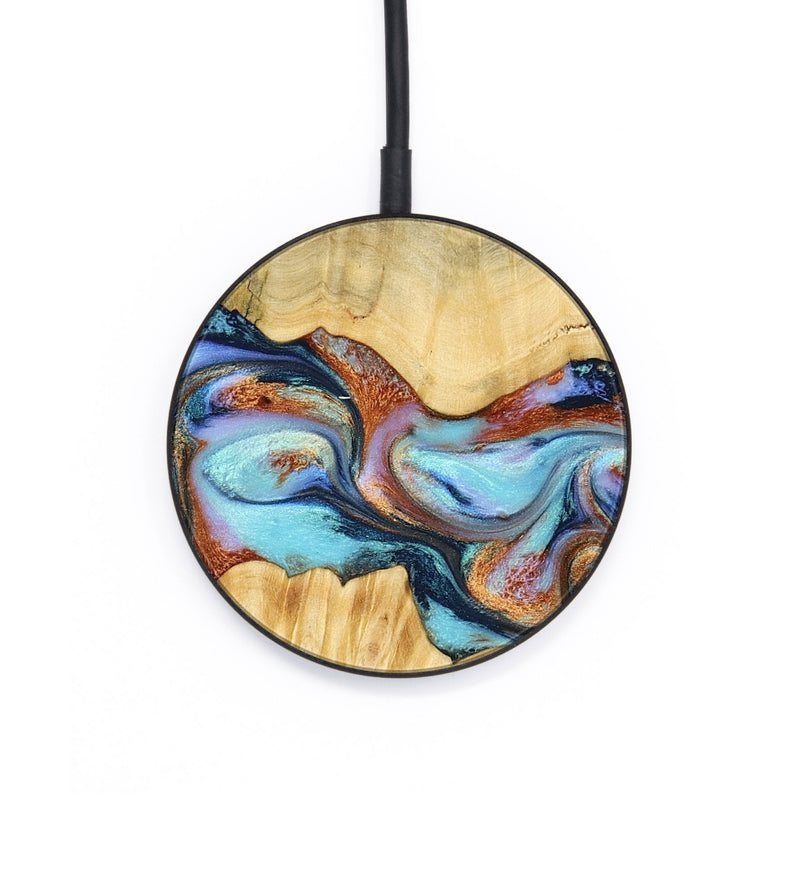Circle Wood Wireless Charger - Brad (Teal & Gold, 765139)