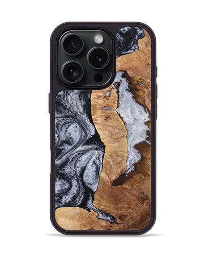 iPhone 16 Pro Wood Phone Case - Elsie (Black & White, 765205)