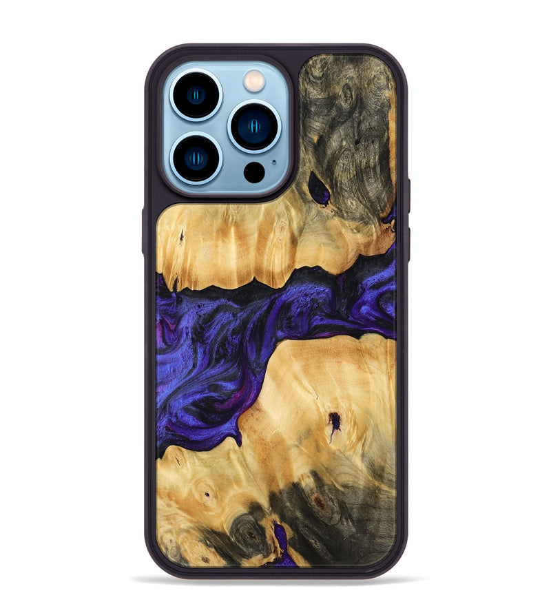 iPhone 14 Pro Max Wood Phone Case - Shelva (Purple, 765344)