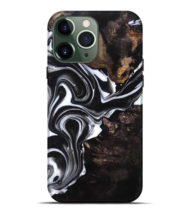iPhone 13 Pro Max Wood Live Edge Phone Case - Connie (Black & White, 765738)