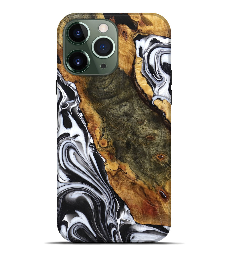 iPhone 13 Pro Max Wood Live Edge Phone Case - Axl (Black & White, 765739)