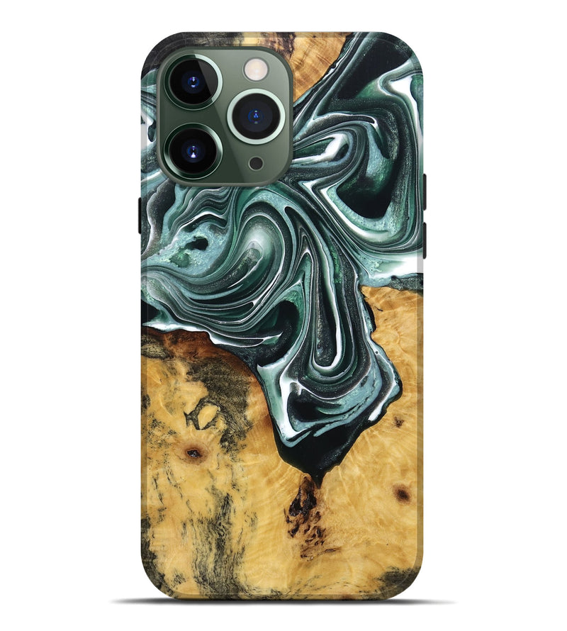 iPhone 13 Pro Max Wood Live Edge Phone Case - Jammie (Green, 765742)
