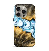 iPhone 16 Pro Wood Live Edge Phone Case - Latonia (Blue, 765755)