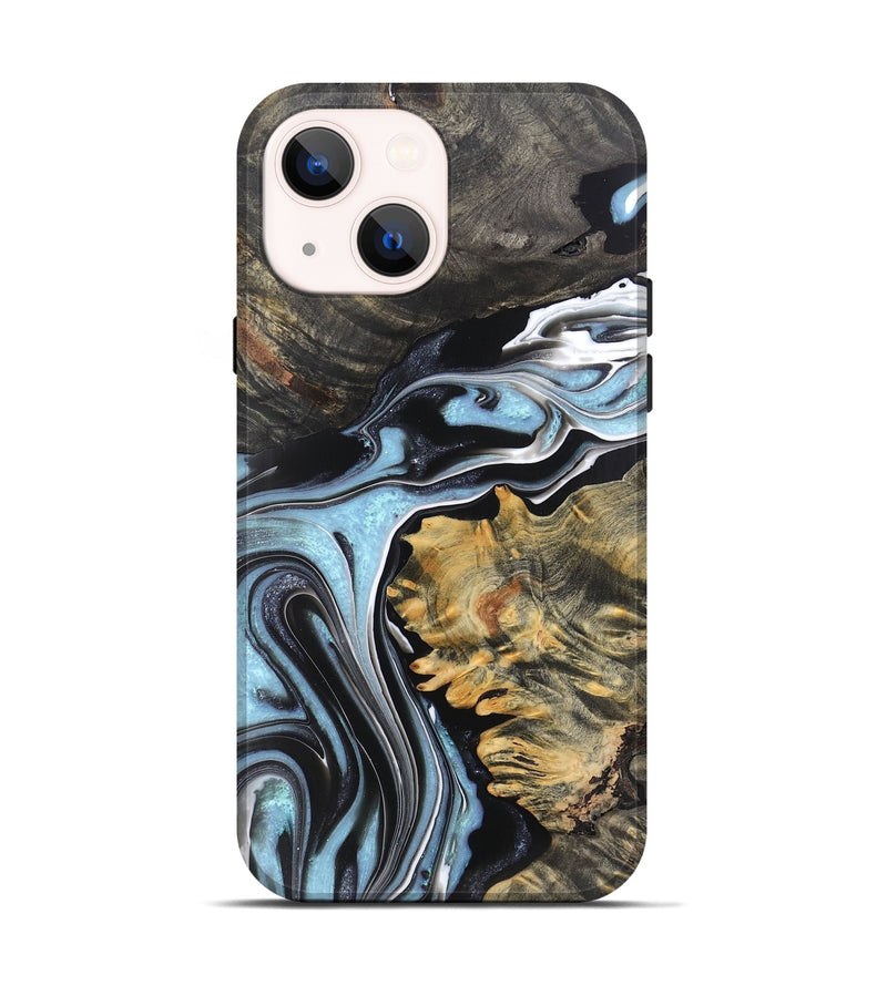 iPhone 14 Wood Live Edge Phone Case - Kohen (Blue, 766661)