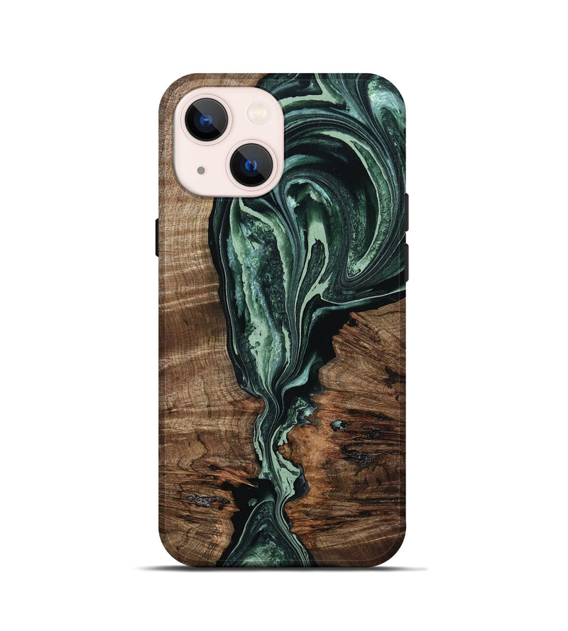 iPhone 13 mini Wood Live Edge Phone Case - Livia (Green, 766943)