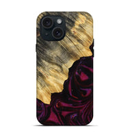 iPhone 15 Wood Live Edge Phone Case - Sibyl (Red, 767337)