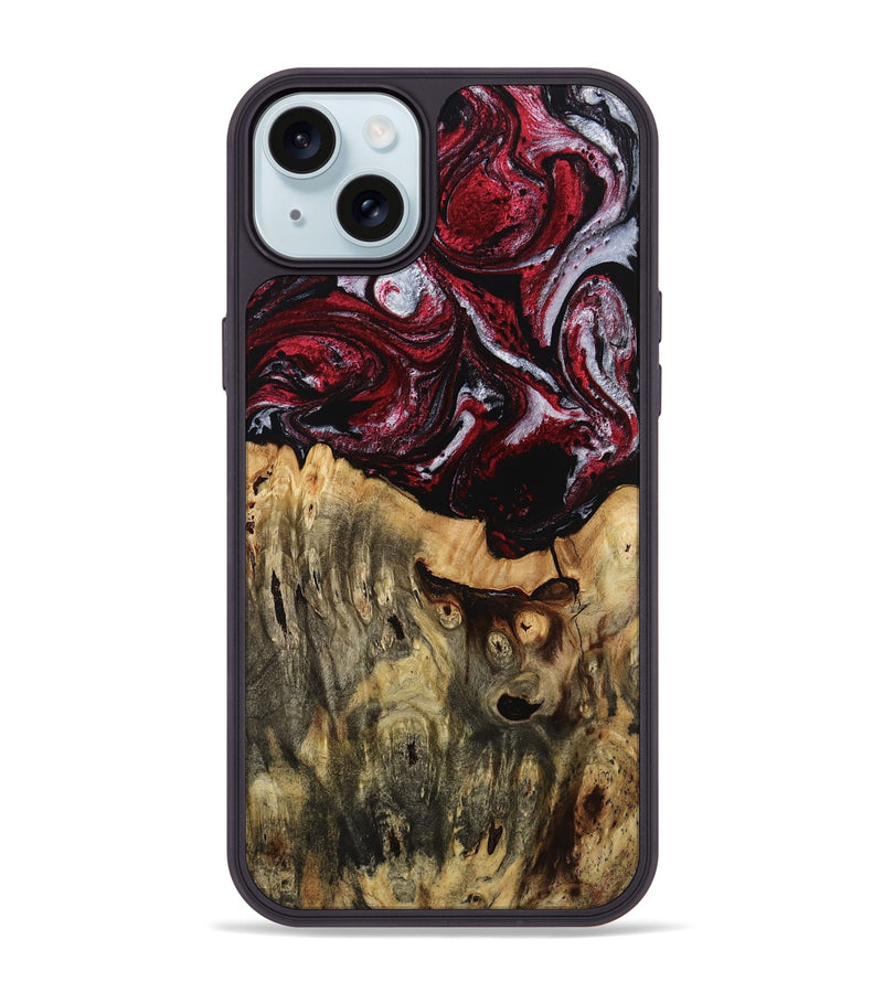 iPhone 15 Plus Wood Phone Case - Alonso (Red, 767854)