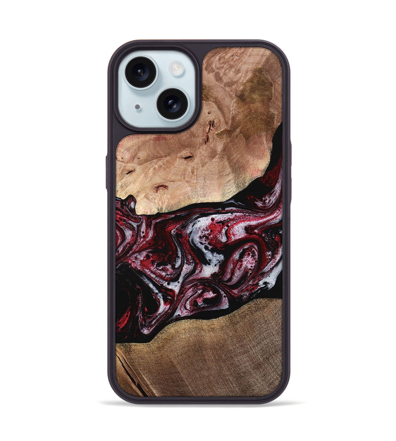 iPhone 15 Wood Phone Case - Shantel (Red, 767943)