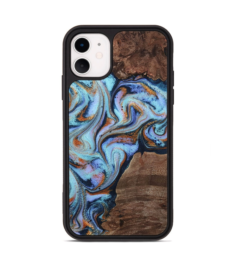 iPhone 11 Wood Phone Case - Elroy (Teal & Gold, 767952)