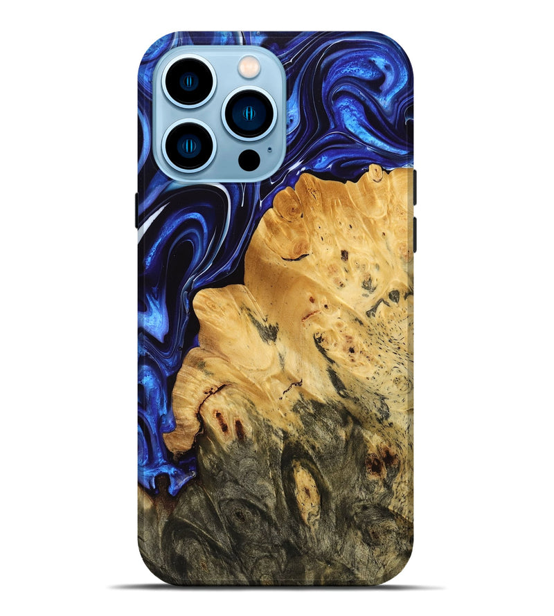 iPhone 14 Pro Max Wood Live Edge Phone Case - Janelle (Blue, 768276)