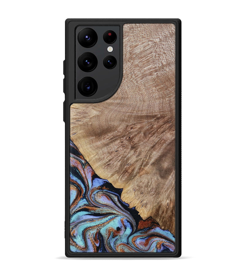 Galaxy S22 Ultra Wood Phone Case - Paige (Teal & Gold, 768481)