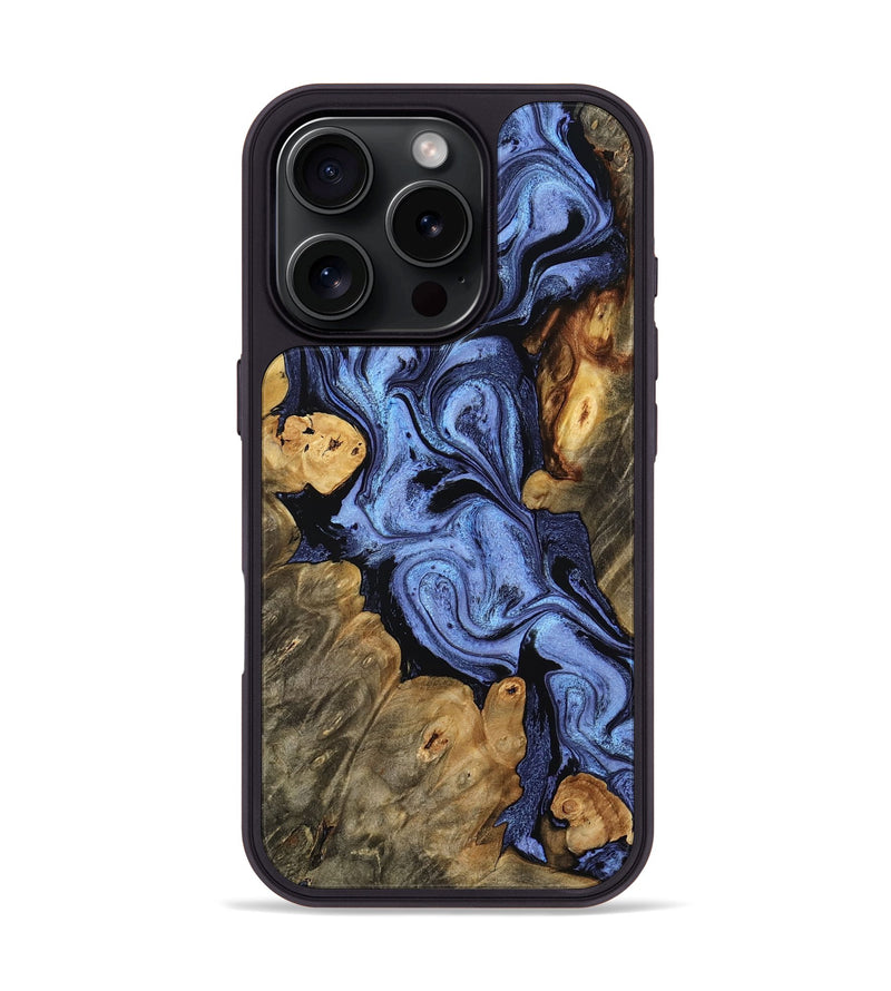 iPhone 16 Pro Wood Phone Case - Clint (Blue, 768542)