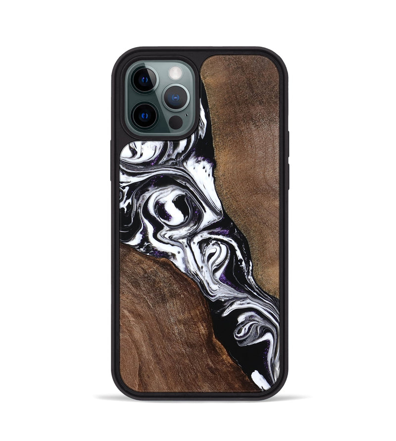 iPhone 12 Pro Wood Phone Case - Devonta (Black & White, 769073)