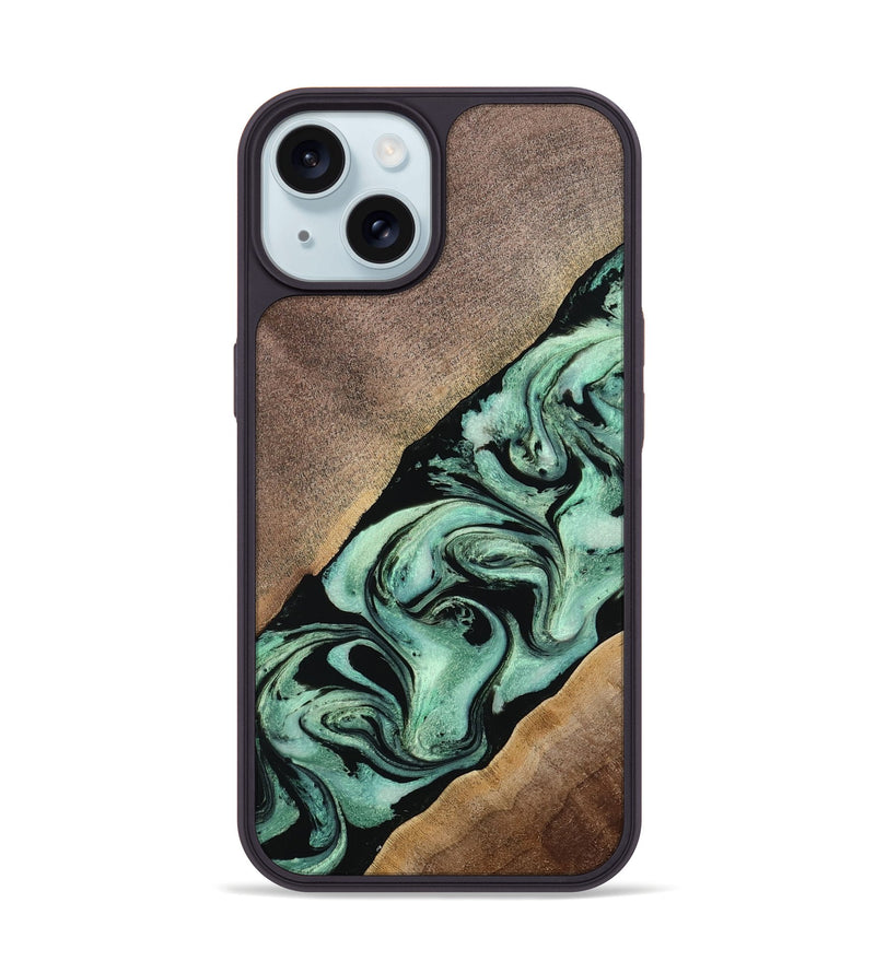 iPhone 15 Wood Phone Case - Cathy (Green, 769139)