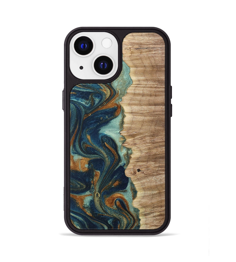 iPhone 13 Wood Phone Case - Keaton (Teal & Gold, 769169)
