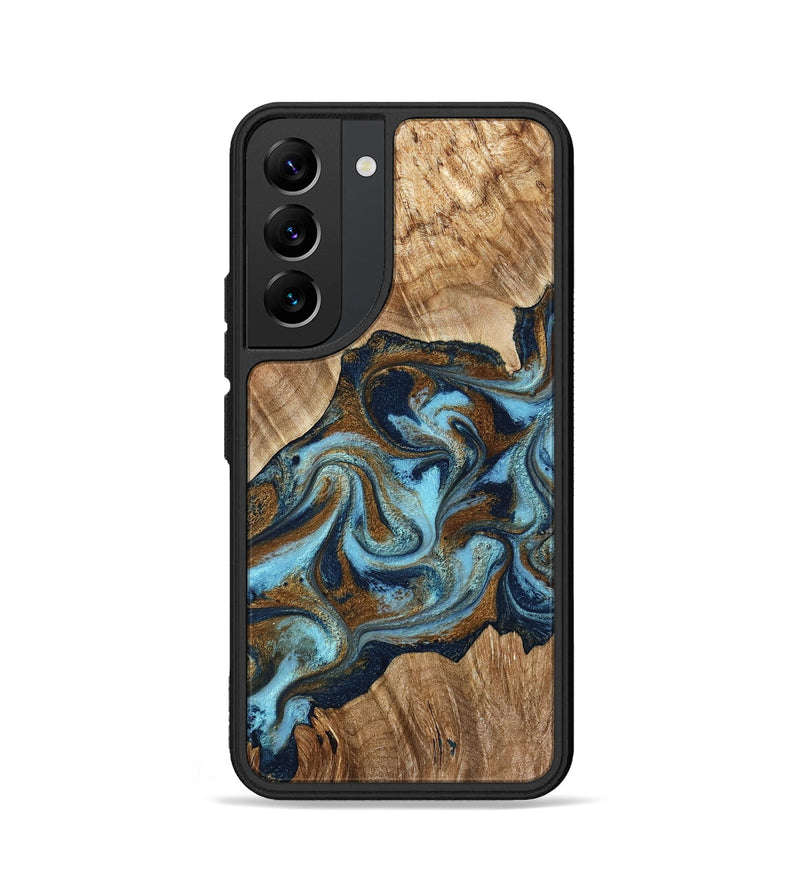 Galaxy S22 Wood Phone Case - Larkin (Teal & Gold, 769176)