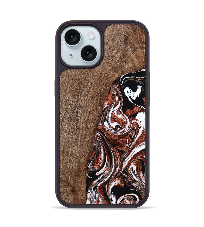iPhone 15 Wood Phone Case - Dorene (Black & White, 769180)