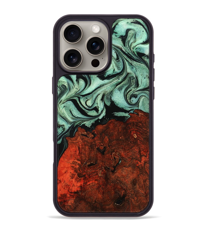 iPhone 16 Pro Max Wood Phone Case - Adda (Green, 769186)