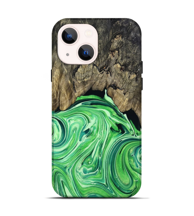 iPhone 14 Wood Live Edge Phone Case - Troy (Green, 769609)