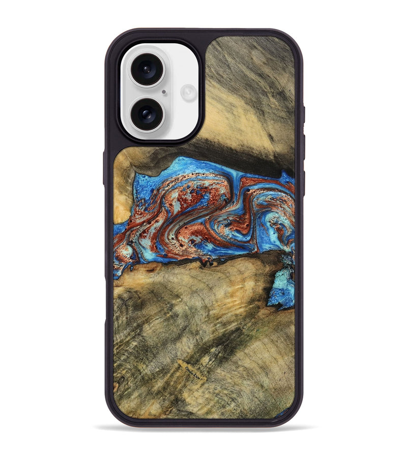 iPhone 16 Plus Wood Phone Case - Gregg (Teal & Gold, 769775)