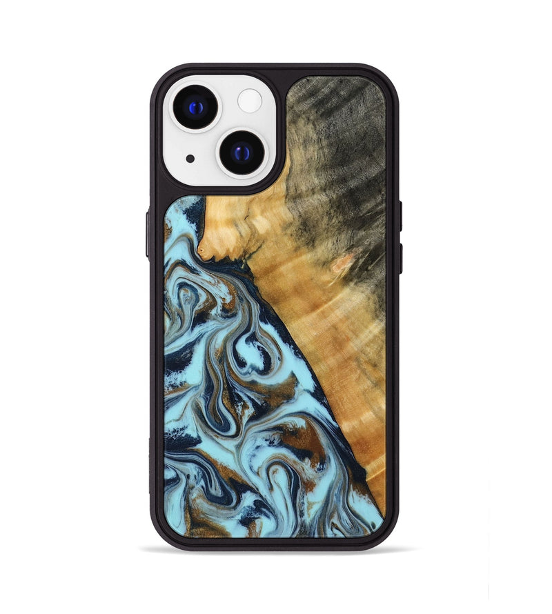 iPhone 13 Wood Phone Case - Lexus (Teal & Gold, 769951)