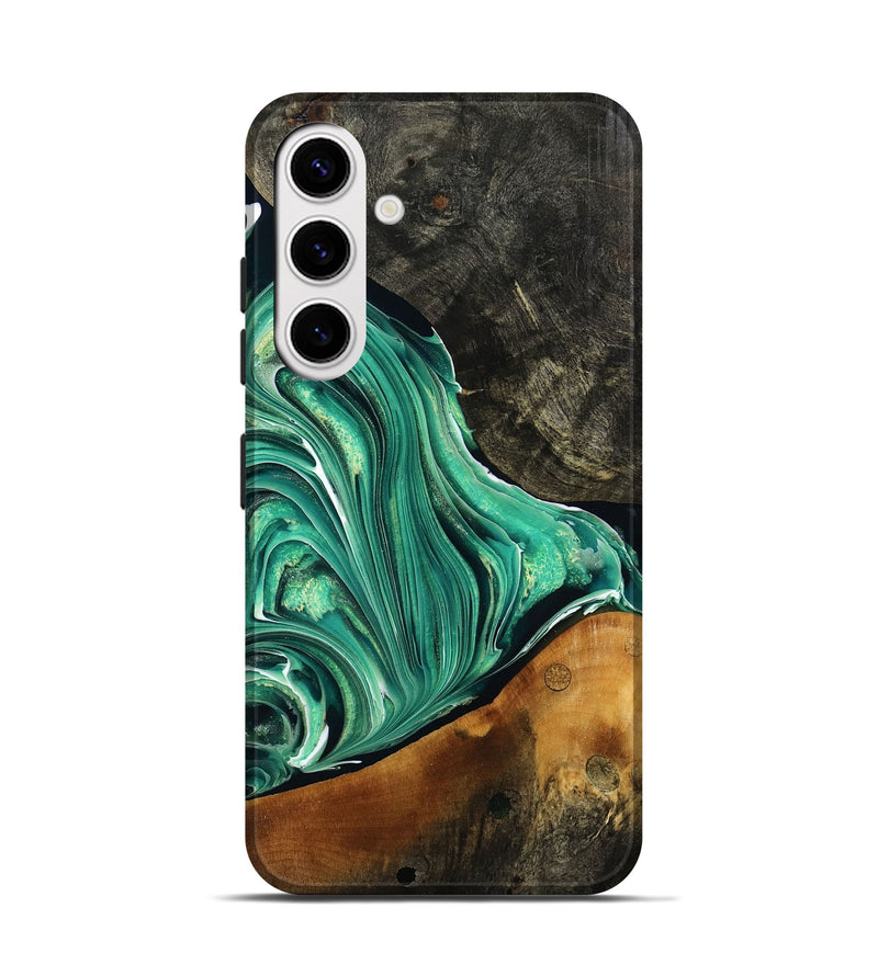 Galaxy S25 Wood Live Edge Phone Case - Leo (Green, 770212)