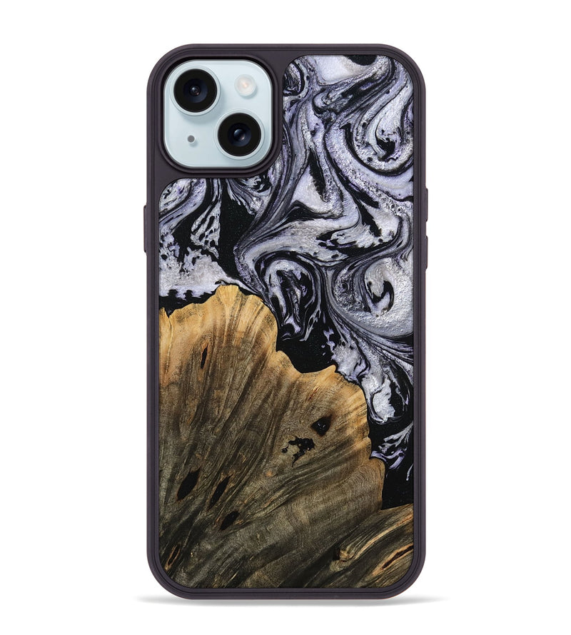 iPhone 15 Plus Wood Phone Case - Martika (Black & White, 770383)