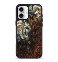 iPhone 16 Plus Wood Phone Case - Kinslee (Teal & Gold, 770890)