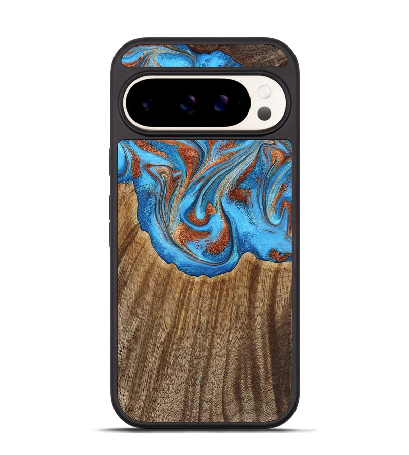 Pixel 9 Wood Phone Case - Flynn (Teal & Gold, 771541)