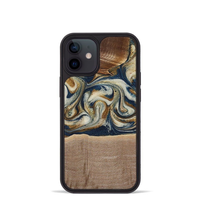 iPhone 12 mini Wood Phone Case - Jerry (Teal & Gold, 771617)