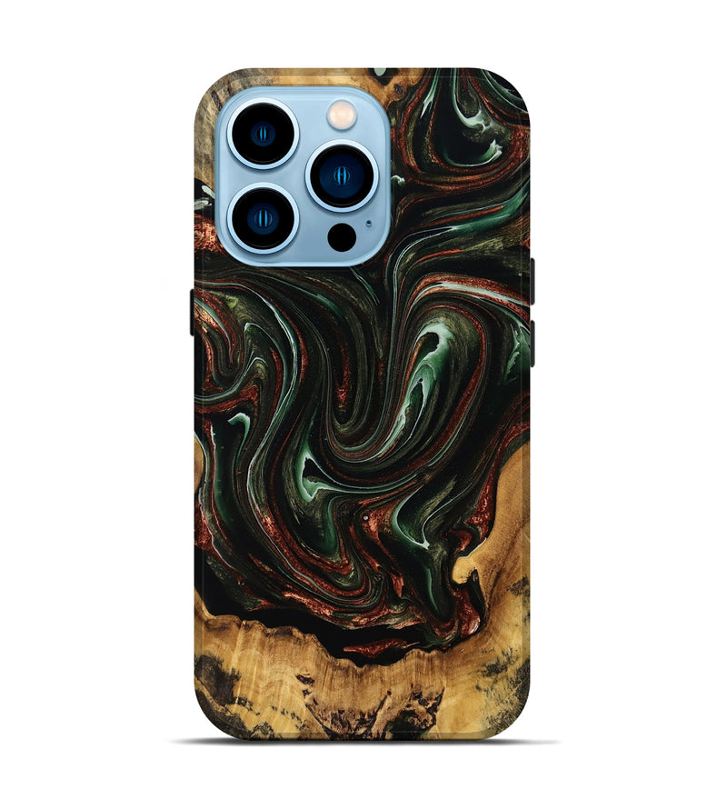iPhone 14 Pro Wood Live Edge Phone Case - Jaheim (Green, 771742)