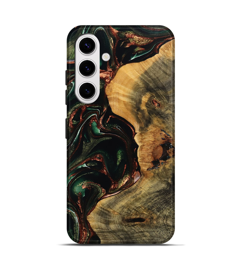 Galaxy S25 Wood Live Edge Phone Case - Jewel (Green, 771746)