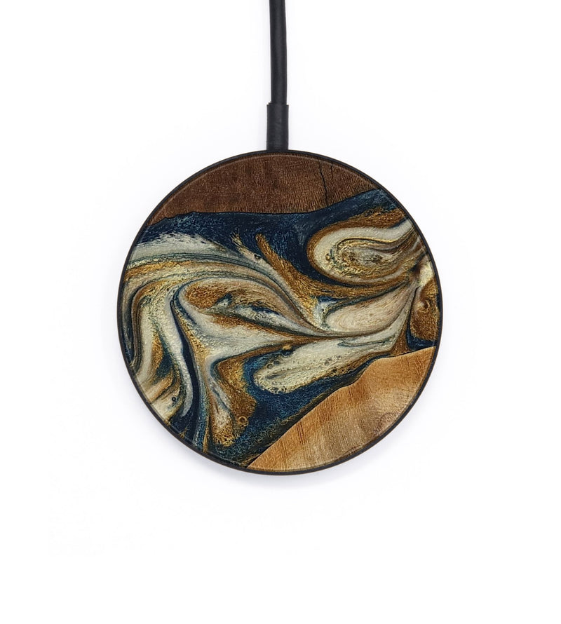 Circle Wood Wireless Charger - Holland (Teal & Gold, 771805)
