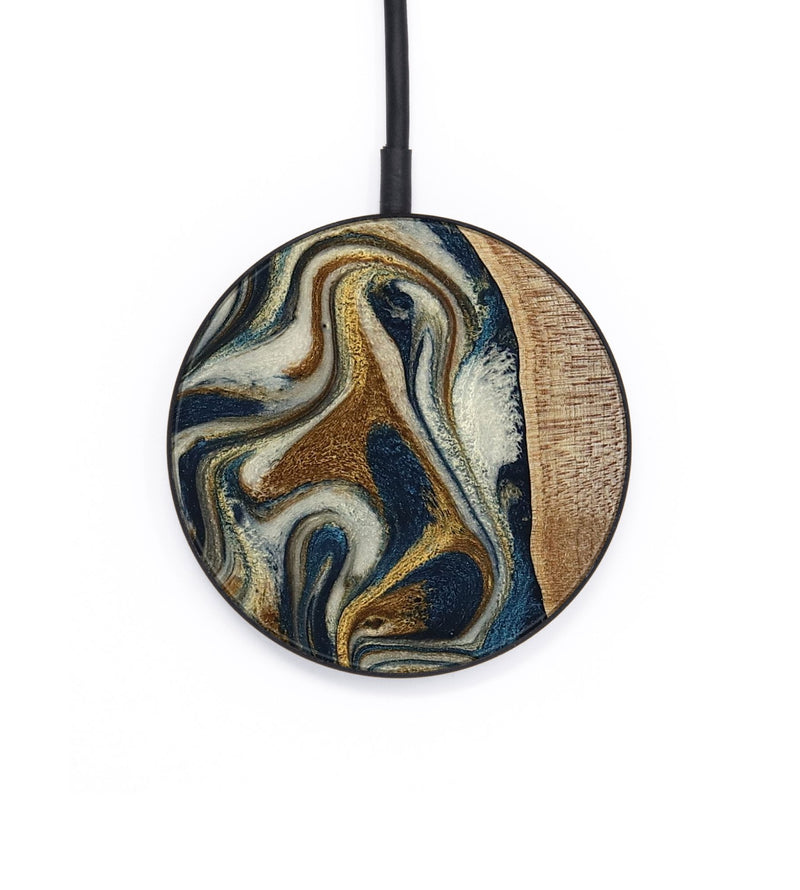 Circle Wood Wireless Charger - Cherry (Teal & Gold, 772158)