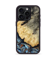 iPhone 15 Pro Wood Phone Case - Nolan (Teal & Gold, 772172)