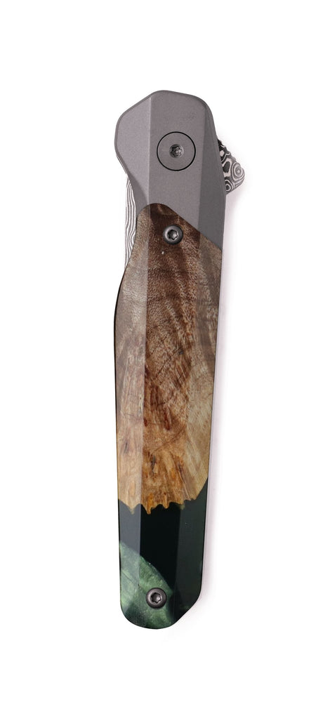 Live Edge Wood Pocket Knife - Joseph (Metallic, 773111)
