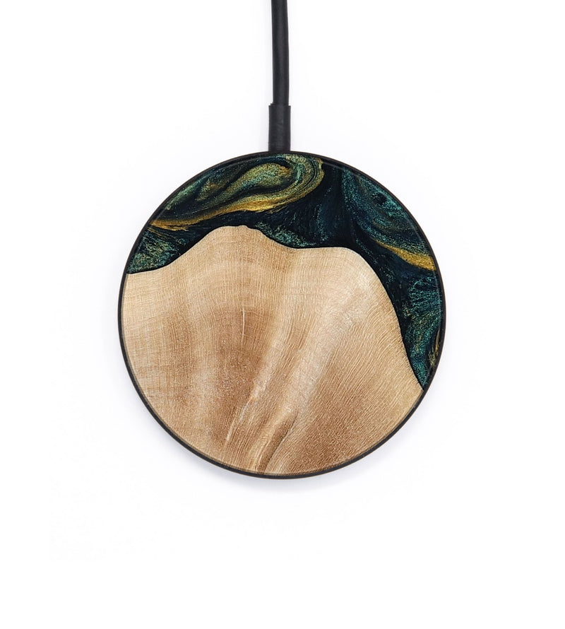 Circle Wood Wireless Charger - Jonnie (Teal & Gold, 773563)
