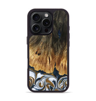 iPhone 16 Pro Wood Phone Case - Amanda (Teal & Gold, 773604)