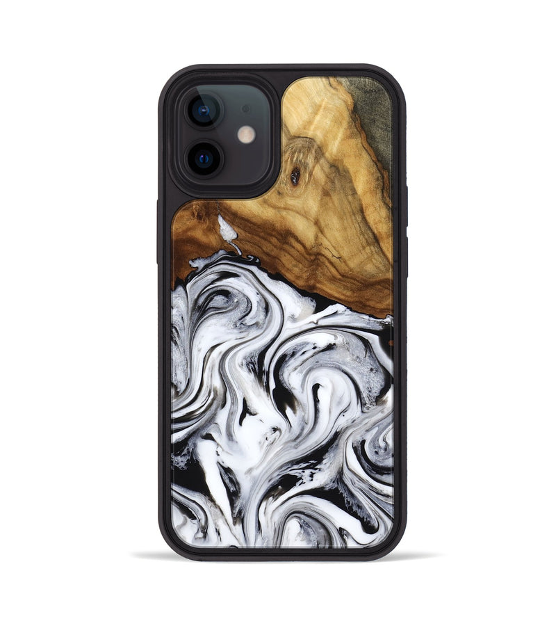 iPhone 12 Wood Phone Case - Ashly (Black & White, 774928)