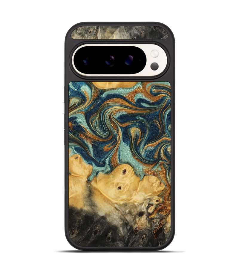 Pixel 9 Pro Wood Phone Case - Solana (Teal & Gold, 775168)